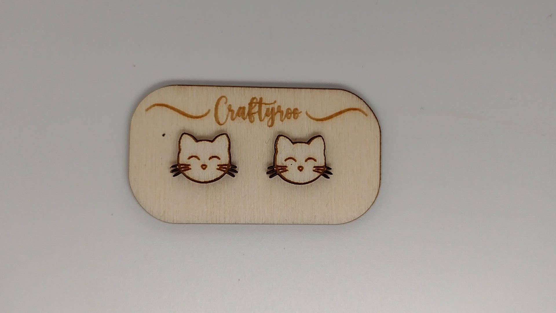 Cat / Kitty Earrings + Earring Holder (Can be personalised)