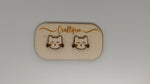 Load and play video in Gallery viewer, Cat / Kitty Earrings + Earring Holder (Can be personalised)
