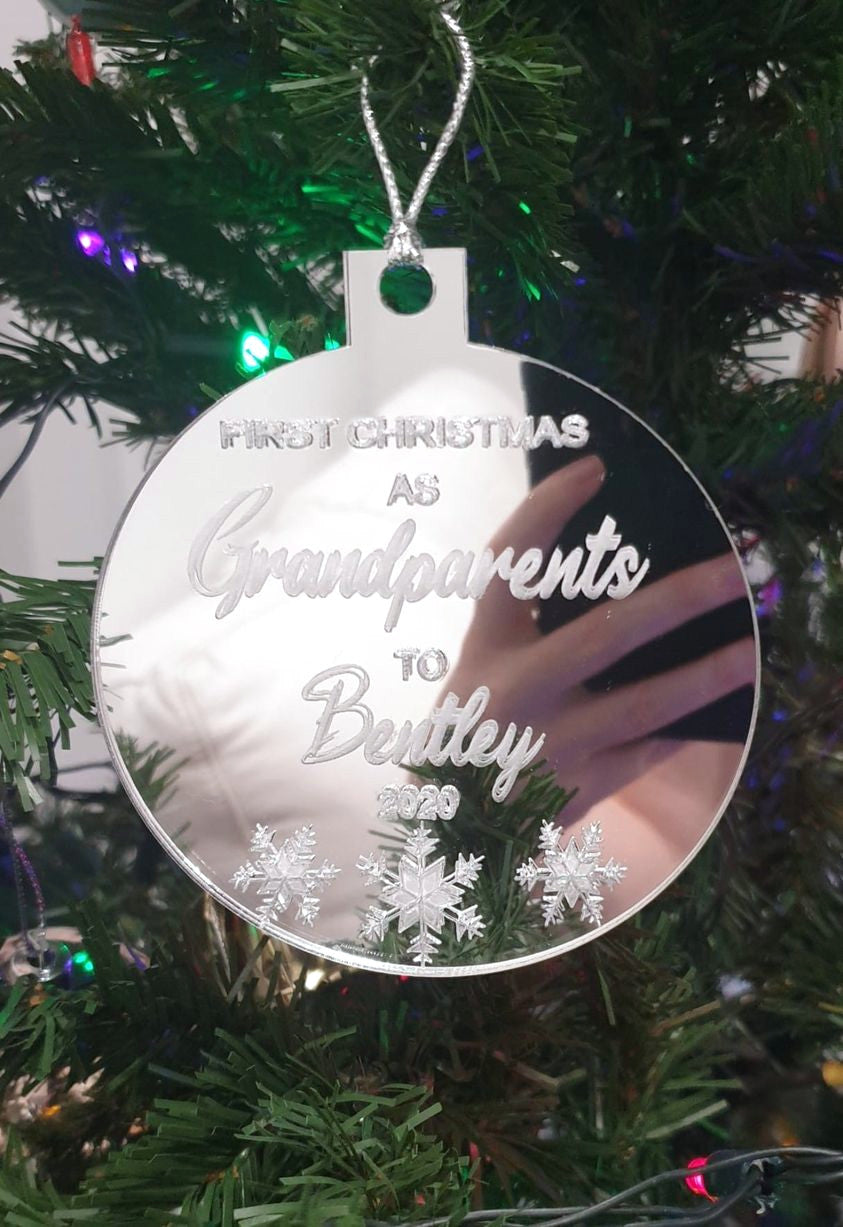 First Christmas as Grandparents to Baby's Name Ornament