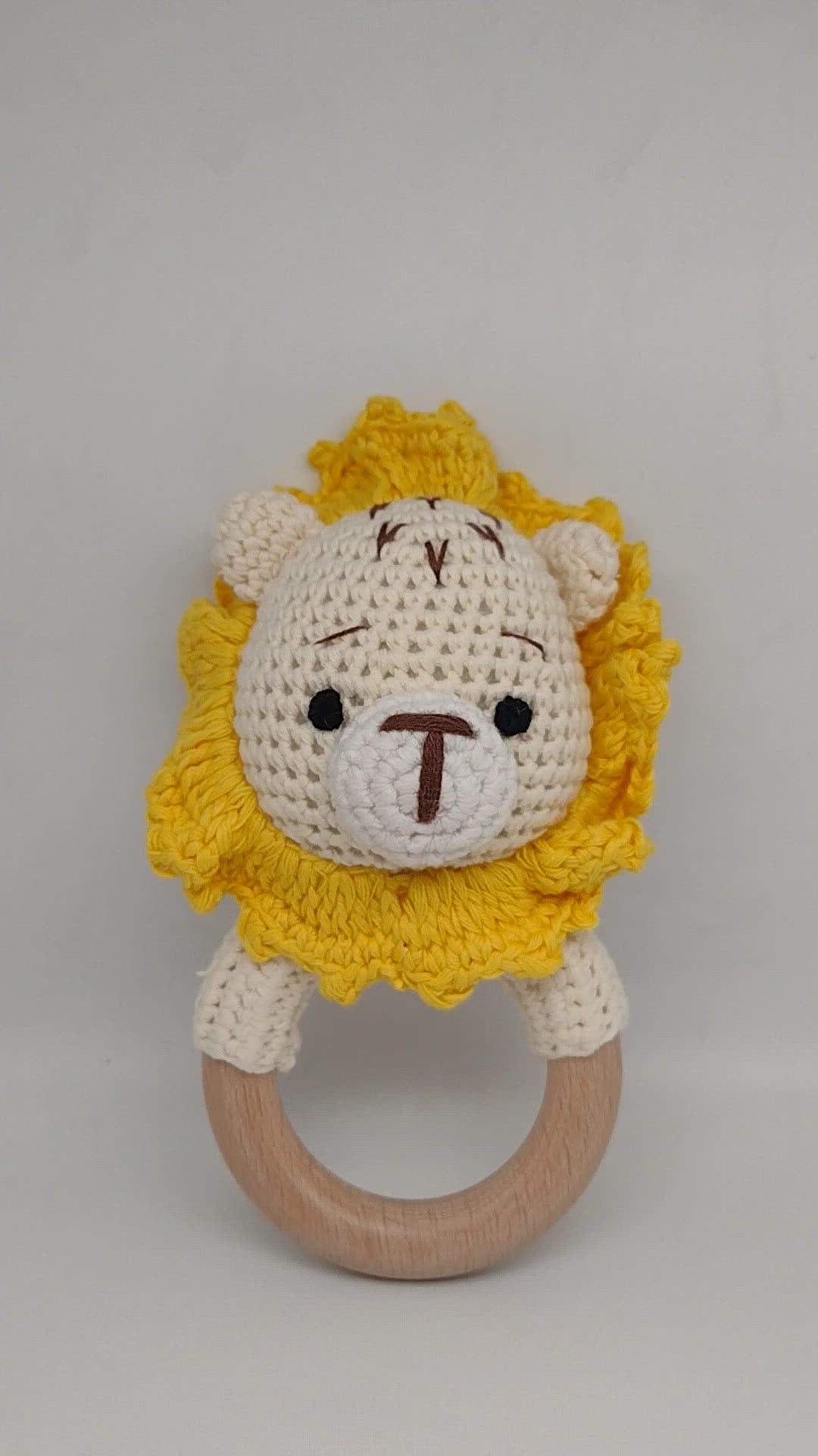 Handmade Lion Teether / Rattle (Name or Name + DOB) Personalised