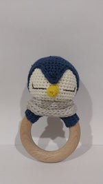 Load and play video in Gallery viewer, Handmade Penguin Teether / Rattle (Name or Name + DOB) Personalised
