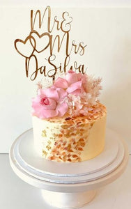Mr & Mrs Surname Double Hearted Cake Topper