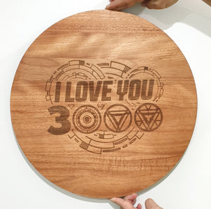 I Love You 3000 Cheeseboard Chopping Boards - Avengers - Tony Stark Line