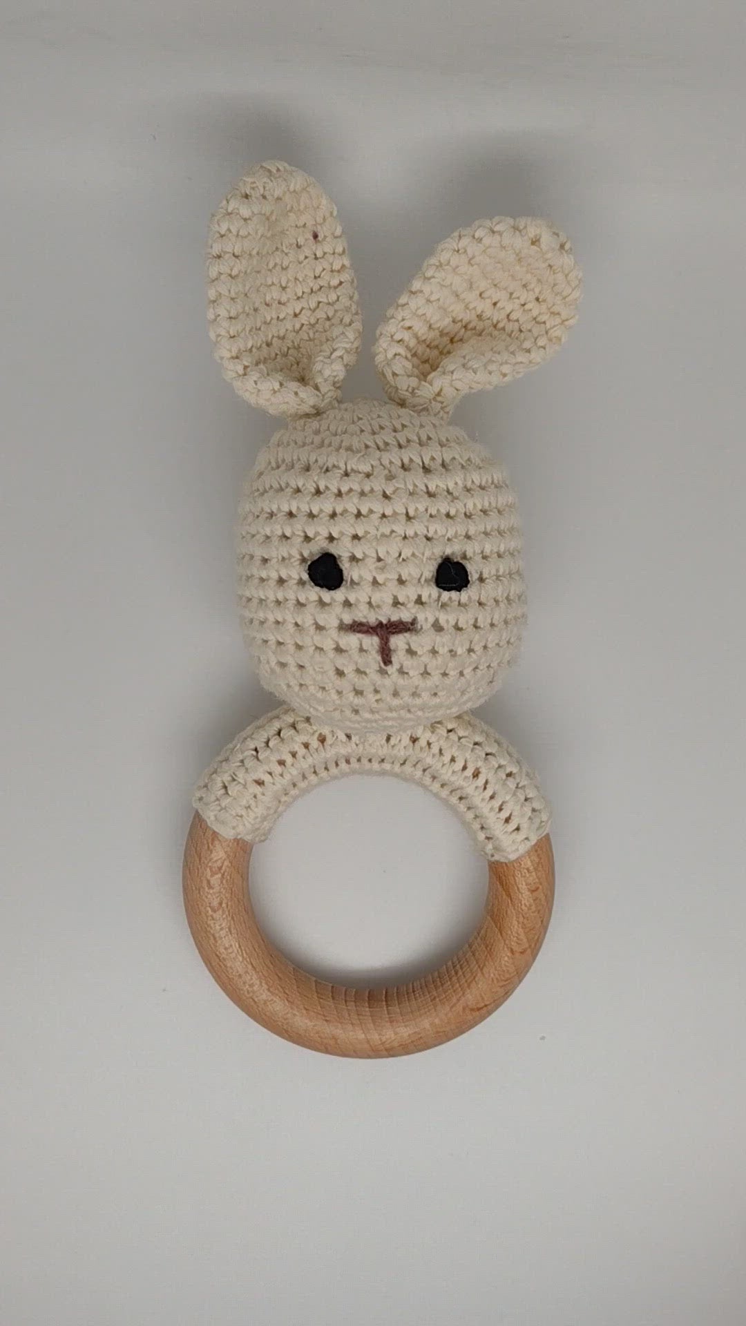 Handmade Bunny - Rabbit Teether / Rattle (Name or Name + DOB) Personalised