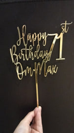 Load and play video in Gallery viewer, Happy Birthday AGE + NAME Cake Topper
