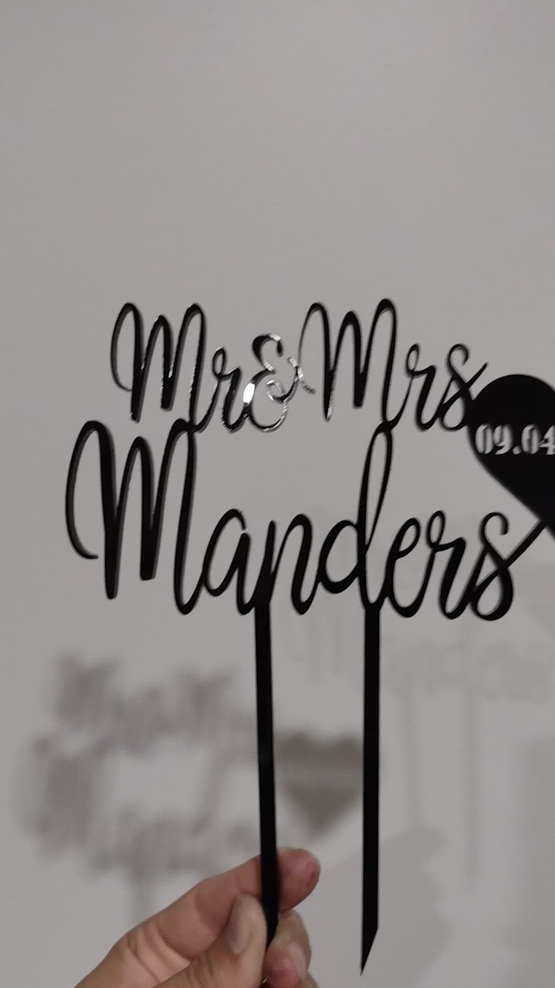 Mr & Mrs Surname with Date Cake Topper