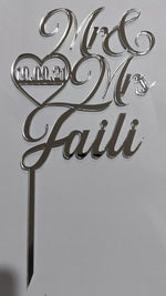 Load and play video in Gallery viewer, Mr &amp; Mrs Surname with Date Heart Cake Topper

