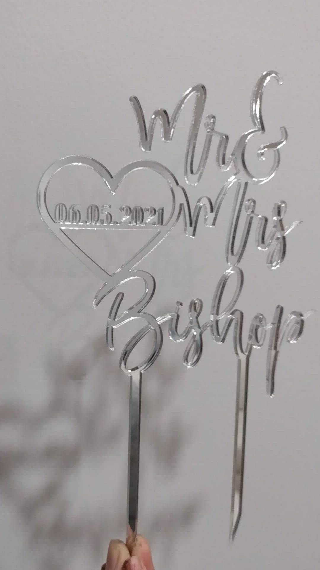 Mr & Mrs Surname with Heart Cake Topper