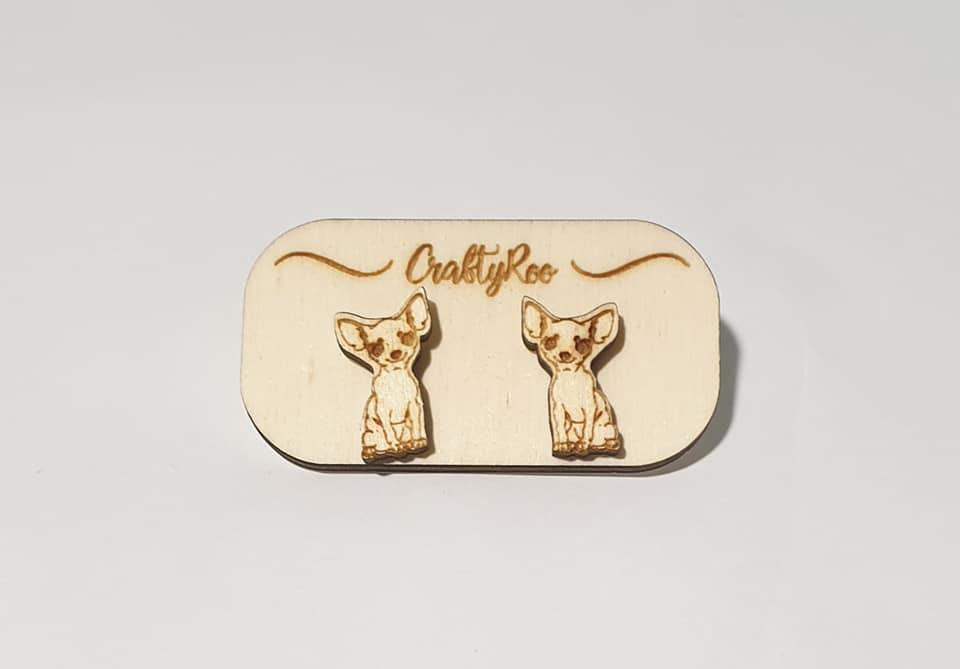 Chihuahua Earrings + Case (Can be personalised) - Craftyroo