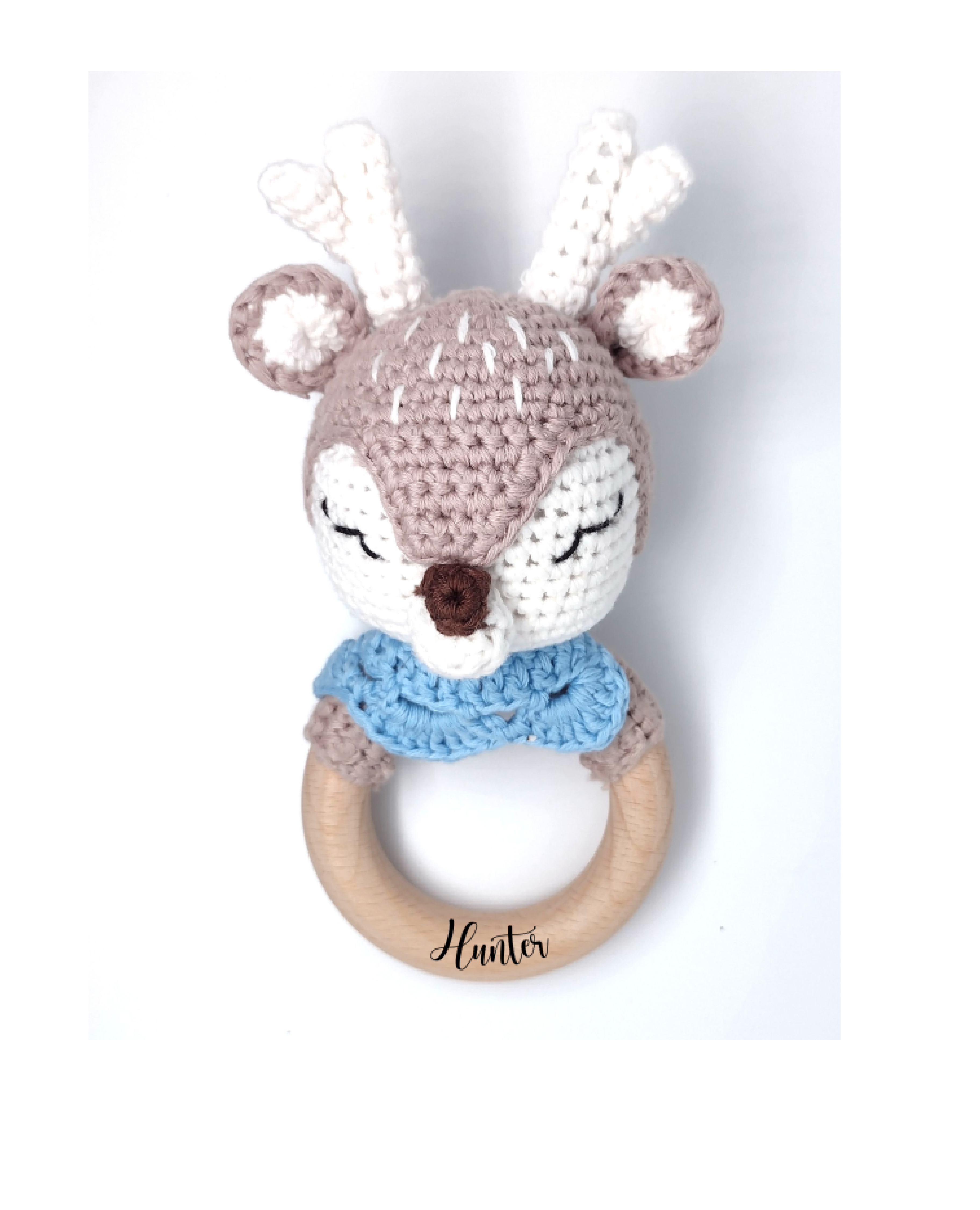 Handmade Deer Boy / Girl Teether (Name or Name + DOB) Personalised