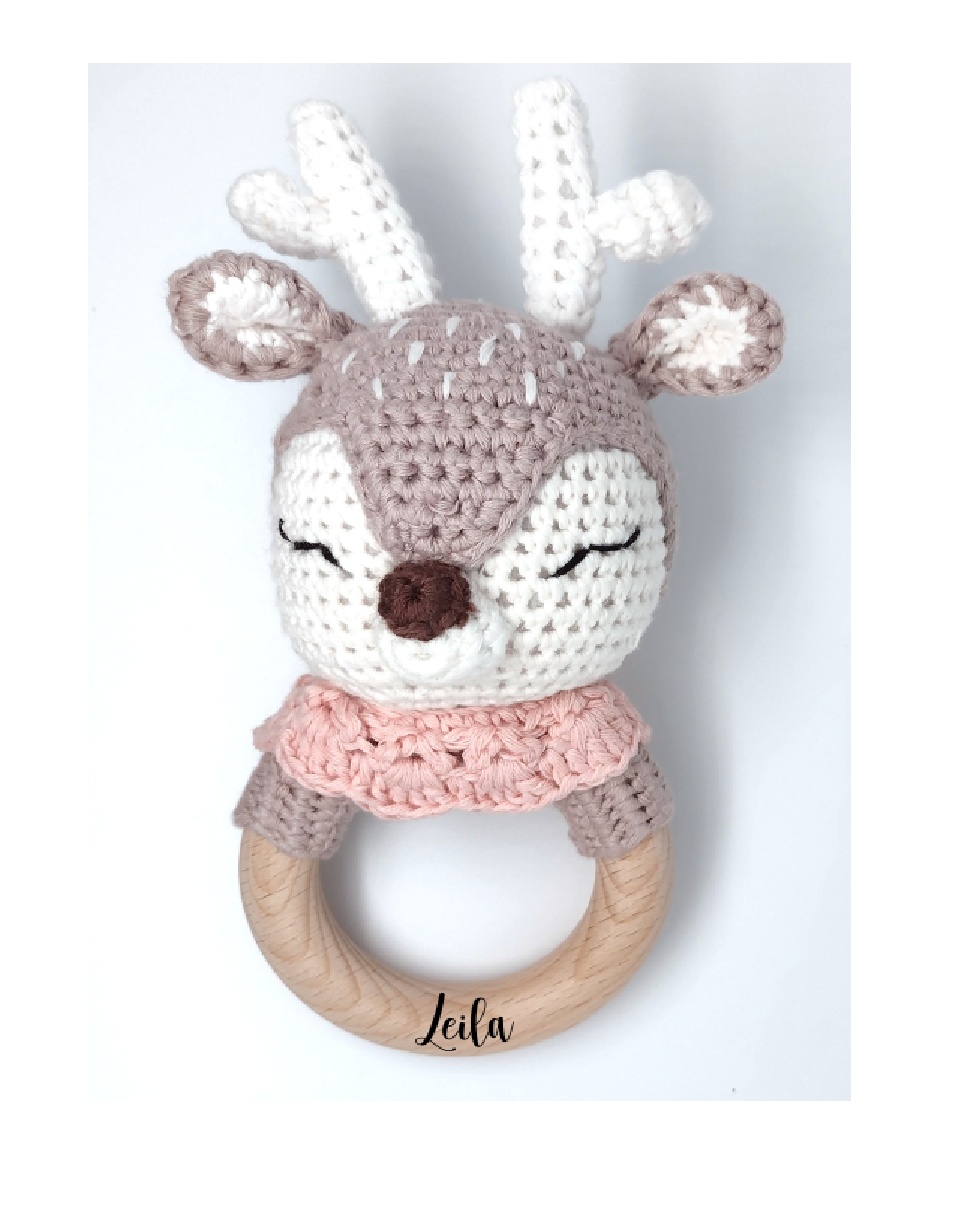 Handmade Deer Boy / Girl Teether (Name or Name + DOB) Personalised