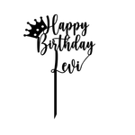 Load image into Gallery viewer, Happy Birthday + Name + Crown Cake Topper
