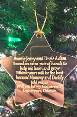 Load image into Gallery viewer, Star Christmas Ornament with personalised message
