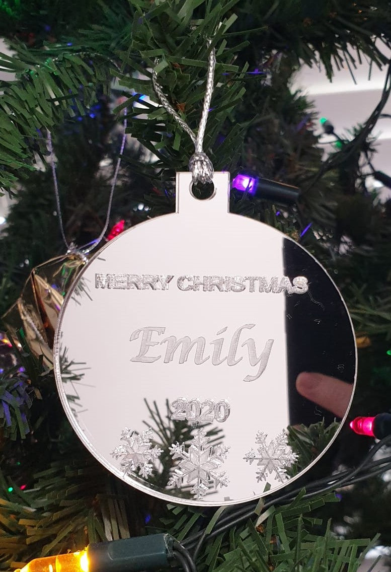 Merry Christmas + Name + 2021 Snowflake Ornament