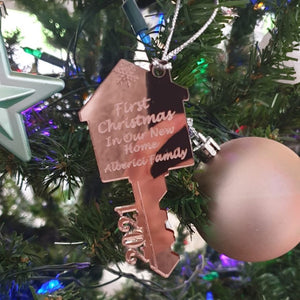 First Christmas in our new home + Last Name Family + 2021, 2022, 2023, 2024 Key Ornament