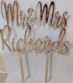 Load image into Gallery viewer, Mr &amp; Mrs Surname Cake Topper Wedding / Engagement
