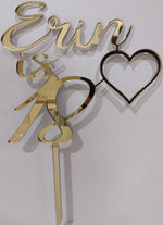 Load image into Gallery viewer, Name is Age with Heart Cake Topper
