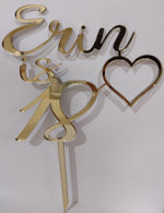 Load image into Gallery viewer, Name is Age with Heart Cake Topper
