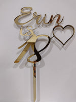 Load image into Gallery viewer, Name is Age with Heart Cake Topper
