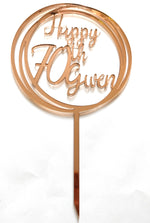 Load image into Gallery viewer, Happy 70th (20th, 30th, 40th, 50th, 60th) Name Cake Topper
