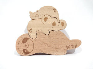 Personalised Animal Family Puzzle (Sloth, Koala and Cat)