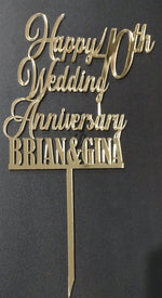 Load image into Gallery viewer, Happy 40th Wedding Anniversary + Names Cake Topper
