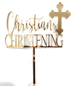 Name + Christening + Orthodox Cross Cake Topper