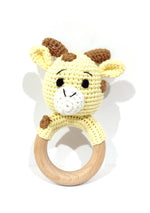 Load image into Gallery viewer, Handmade Giraffe Teether / Rattle (Name or Name + DOB) Personalised
