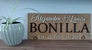 Personalised Wedding Gift Decor Last Name Wall Decor