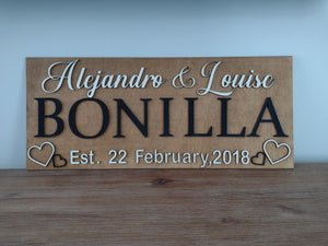 Personalised Wedding Gift Decor Last Name Wall Decor