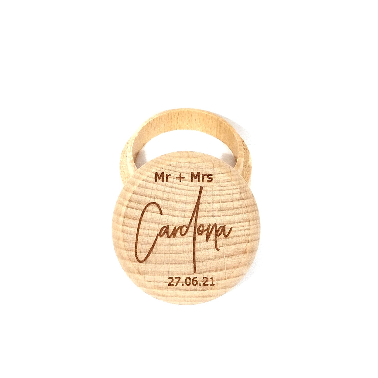 Mr + Mrs | Surname | Date Wooden Ring Box