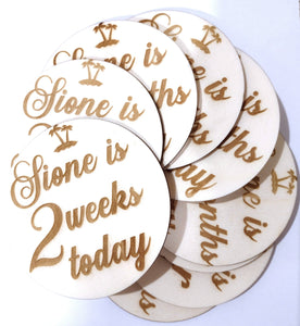 Personalised Baby Week - Month Milestone Discs Double Sided