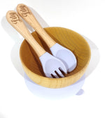 Load image into Gallery viewer, Baby&#39;s Wooden Silicone Bowl, Fork and Spoon
