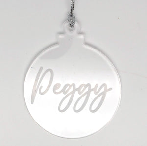 Name Christmas Ornament Clear Acrylic