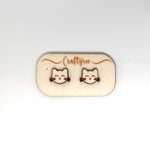 Load image into Gallery viewer, Cat / Kitty Earrings + Earring Holder (Can be personalised)
