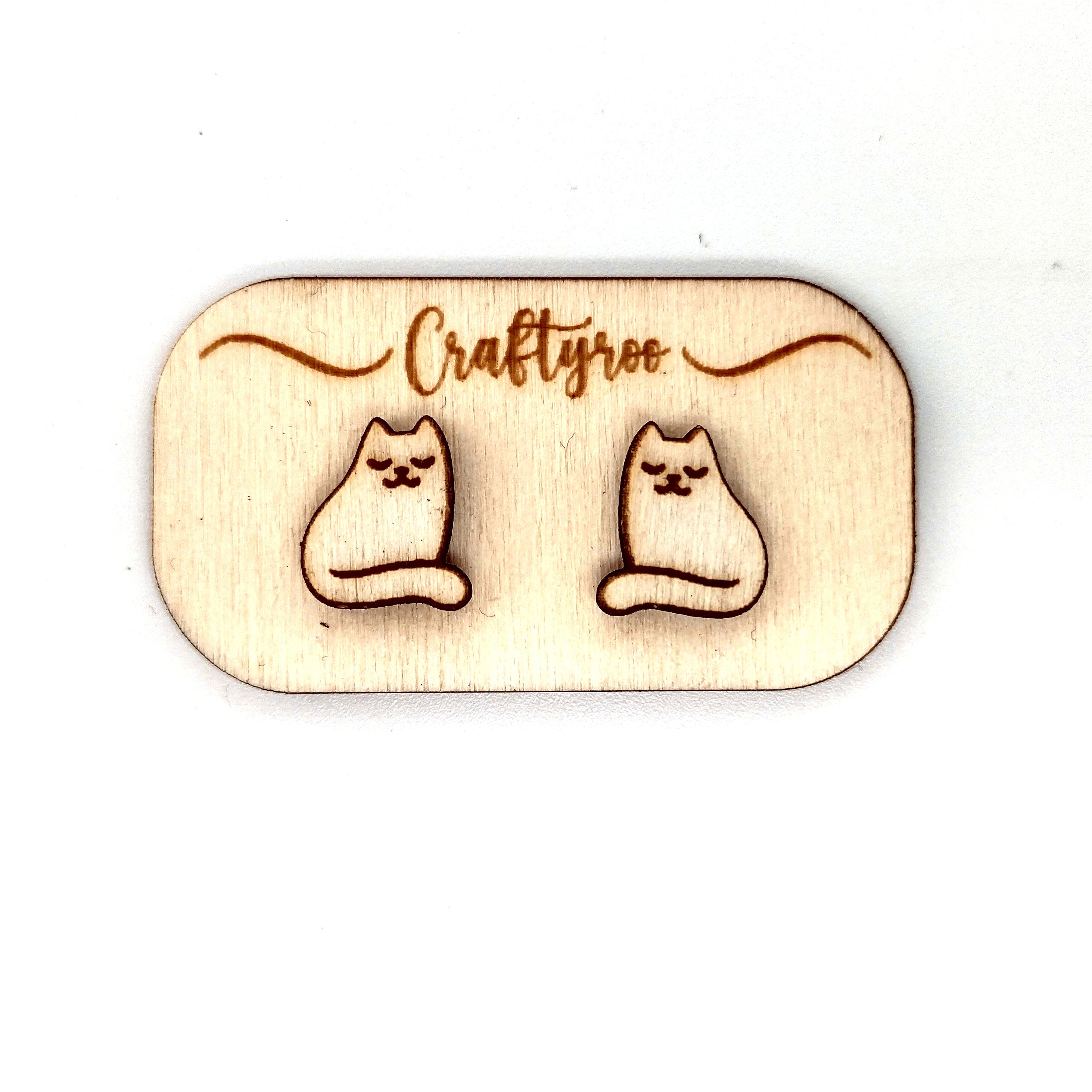 Cat / Kitty Earrings + Earring Holder (Can be personalised)