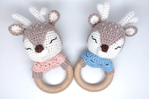 Handmade Deer Boy / Girl Teether (Name or Name + DOB) Personalised