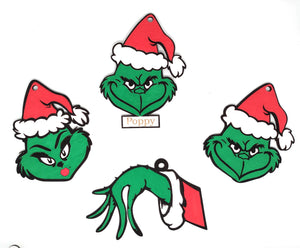 Personalised Grinch Hand Ornament