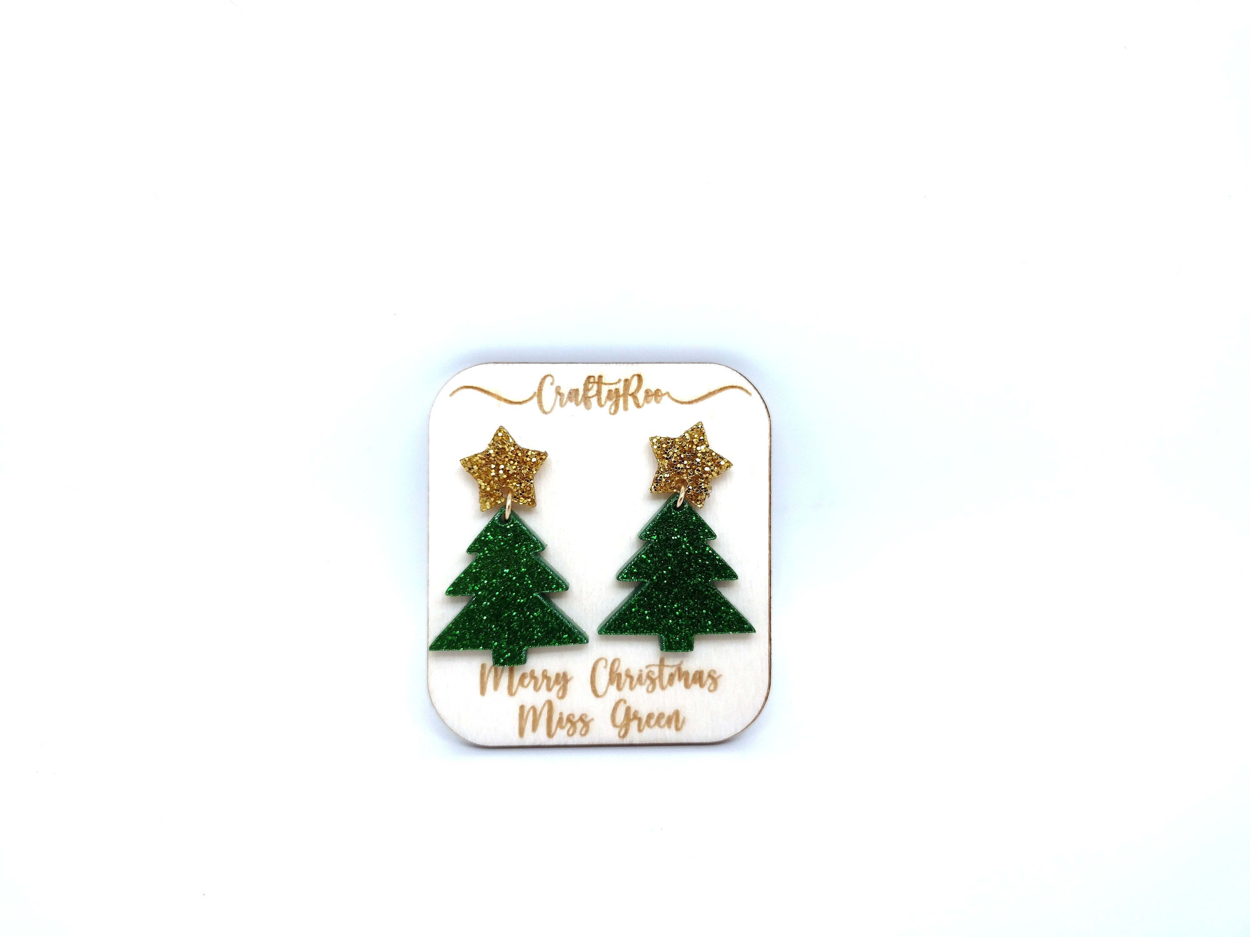 Christmas Tree Earrings + Earring Holder