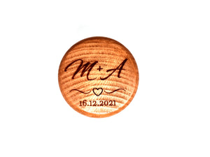 Initials + Date + Heart  Wooden Ring Box