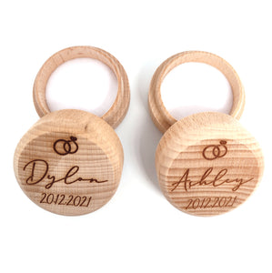 Rings + Name + Date Wooden Ring Box