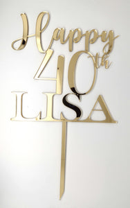 Happy + Age + Name Cake Topper - Honey Style