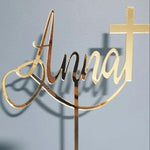 Load image into Gallery viewer, Chirstnening Cake Topper (Name + Cross) - Craftyroo
