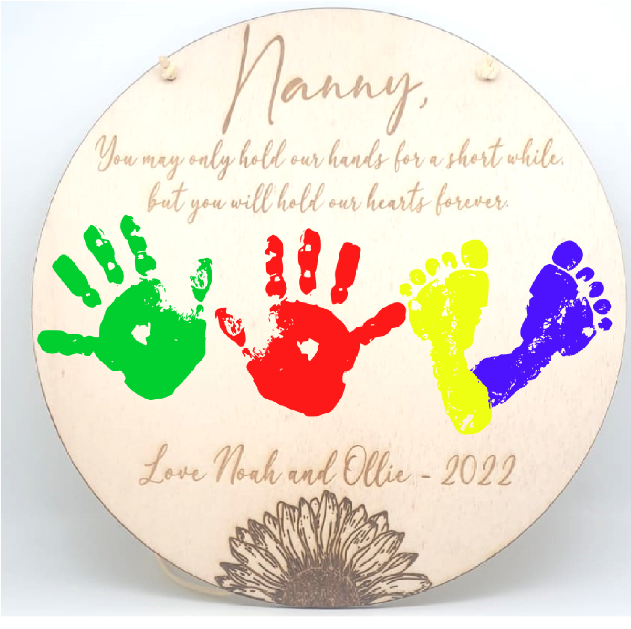 Personalised Nanna / Nanny Hand + Foot Print Plaque