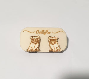 Pug  Earrings + Case (Can be personalised) - Craftyroo