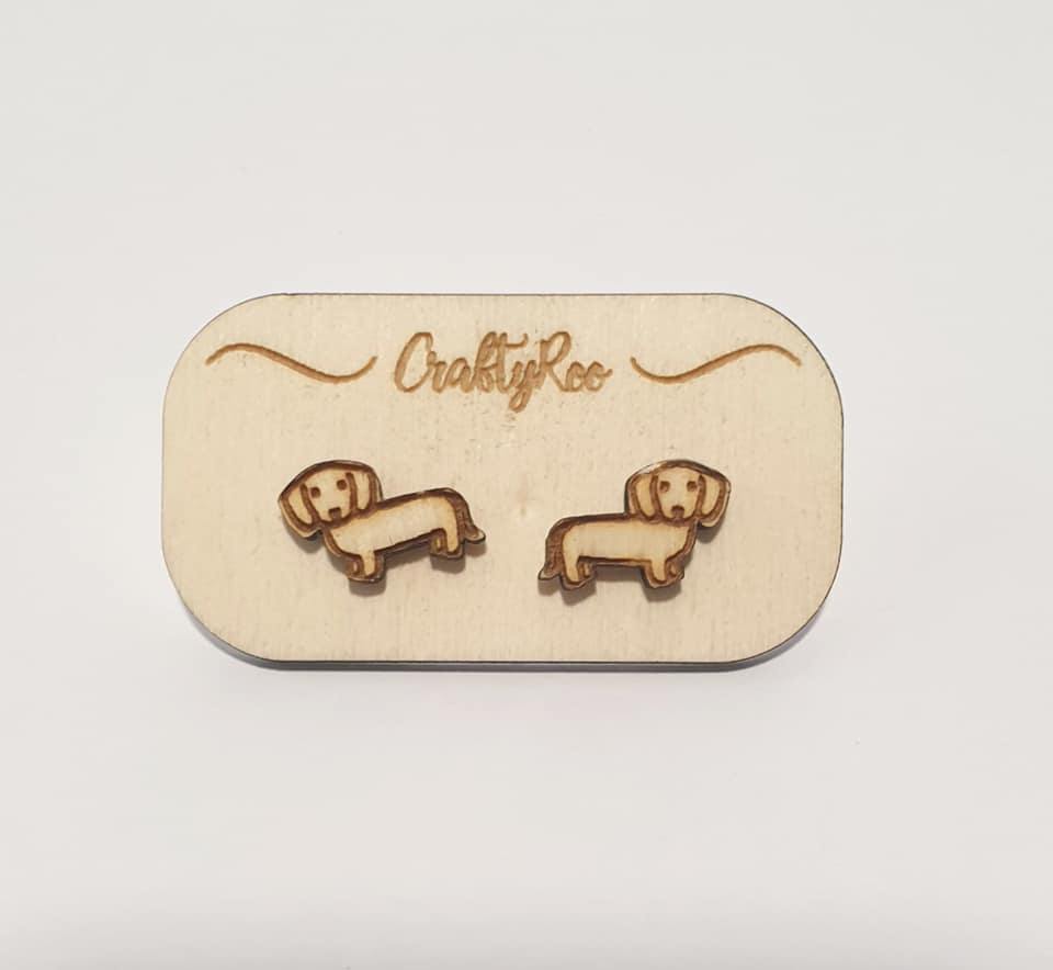 Sausage Dog / Dachshund Earrings + Case (Can be personalised) - Craftyroo