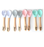 Load image into Gallery viewer, Wooden Silicone Fork and Spoon
