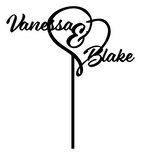 Load image into Gallery viewer, Name + Heart + Name Wedding Engagement Cake Topper
