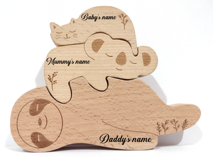 Personalised Animal Family Puzzle (Sloth, Koala and Cat)