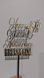 Load and play video in Gallery viewer, Happy 40th Wedding Anniversary + Names Cake Topper
